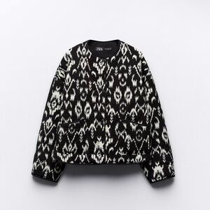 Zara Monochrome Patterned  Puffer Jacket